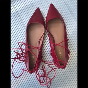 ZARA Red textured flats